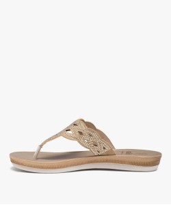 Sandales femme à entre-doigts ajouré couvert de strass